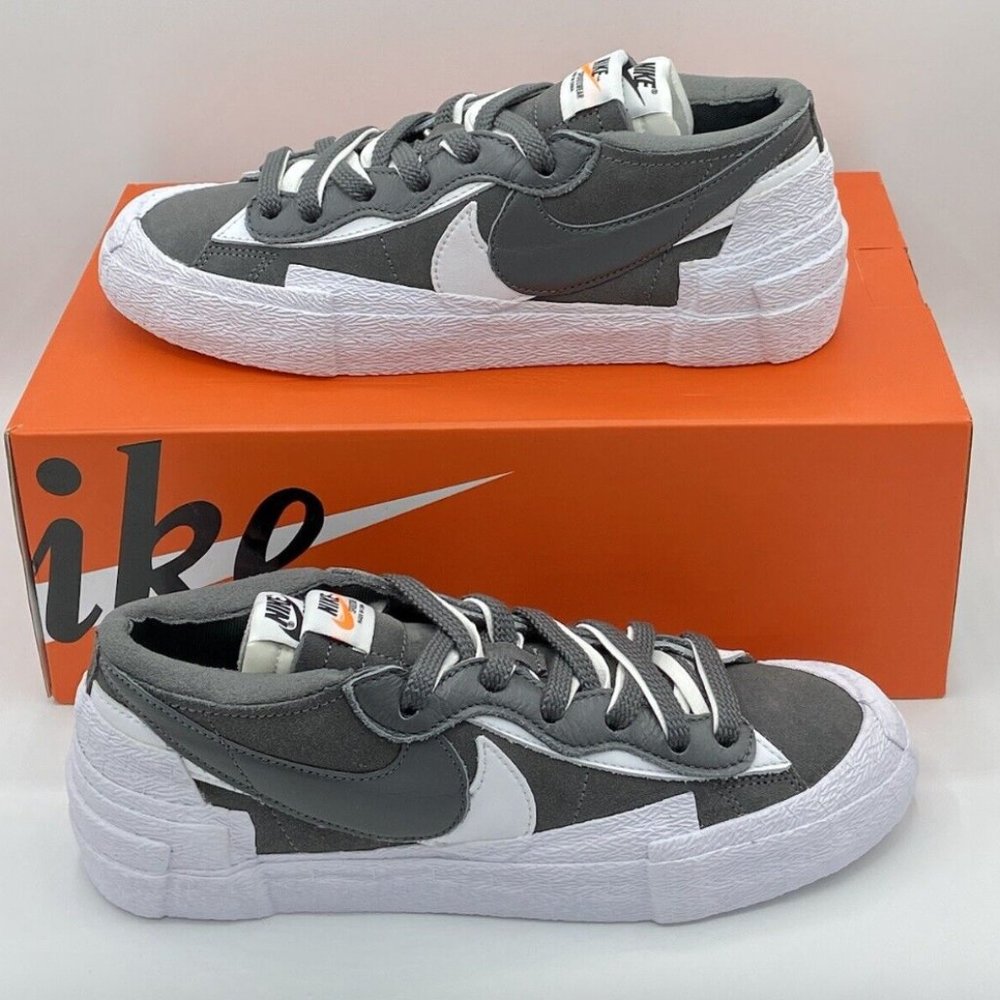 Nike x Sacai Blazer Low Iron Grey White Size 7 Women 8.5 DD1877-002 NEW IN BOX